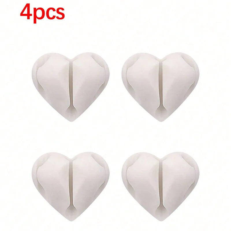 2PCS Heart-Shaped Cable Organizer | Cute Desk & Car Cable Holder | Mini USB Wire Clips.