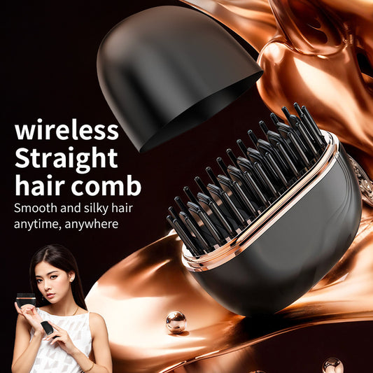 Mini Wireless Hair Straightening Comb – Portable & Heat-Safe Hair Styler