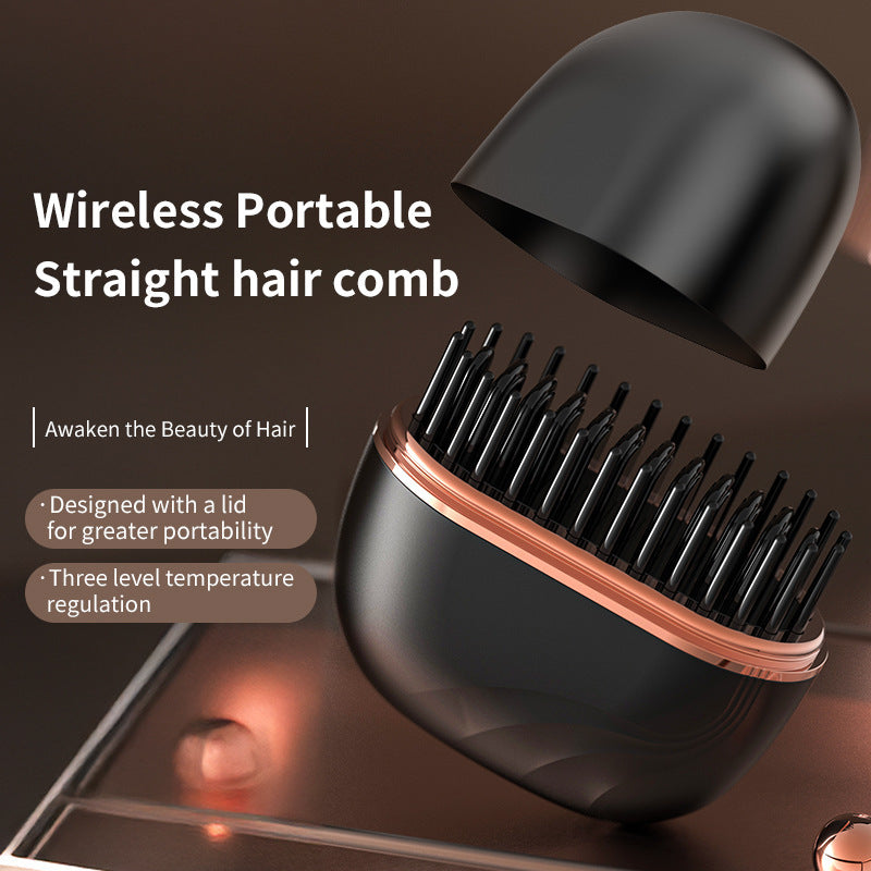 Mini Wireless Hair Straightening Comb – Portable & Heat-Safe Hair Styler