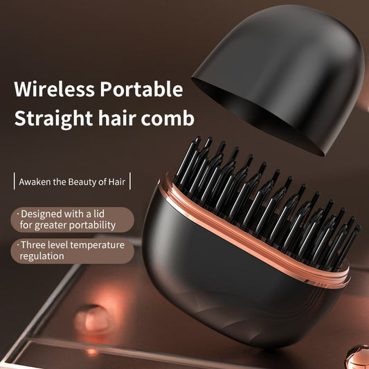 Mini Wireless Hair Straightening Comb – Portable & Heat-Safe Hair Styler