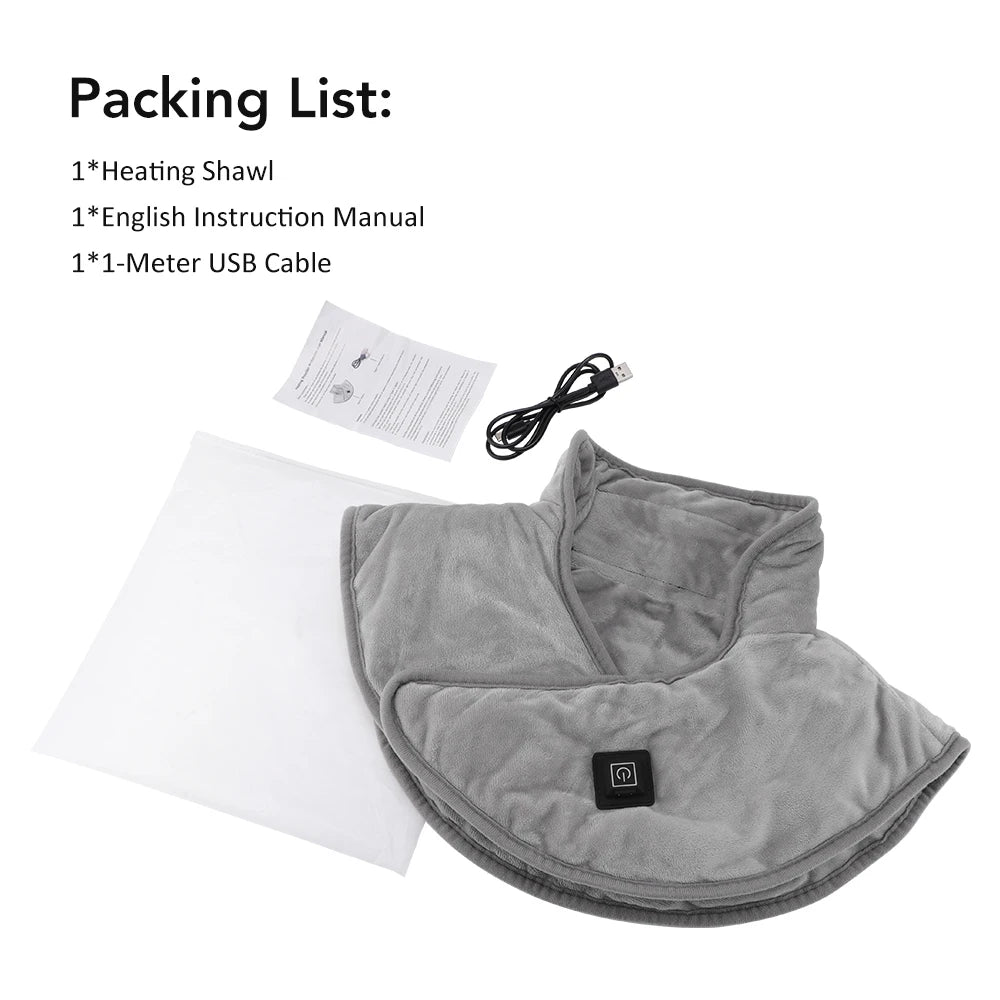 Electric Heated Neck & Shoulder Wrap – 3 Heat Levels, USB Powered