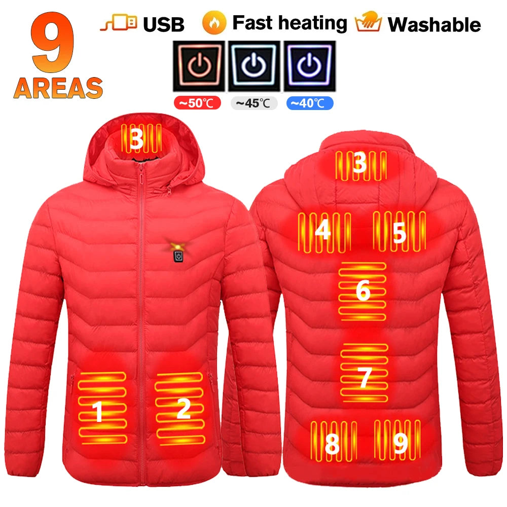USB Heated Jacket – Waterproof Winter Warm Coat with Adjustable Heating
