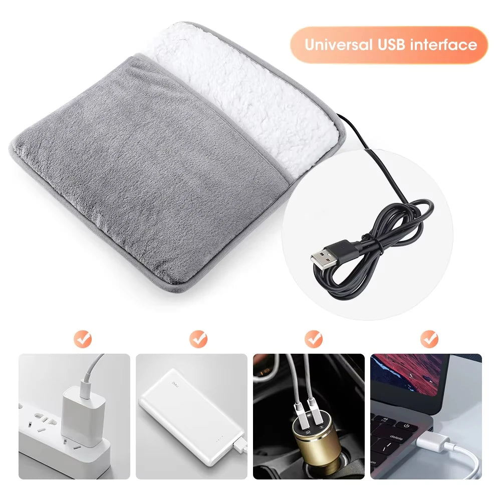 USB Electric Foot Warmer – Soft Plush Heated Foot Pad, Washable, Winter Comfort