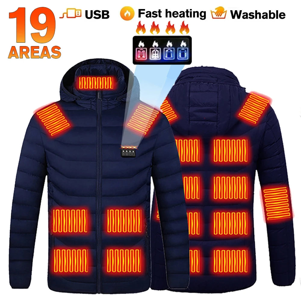 USB Heated Jacket – Waterproof Winter Warm Coat with Adjustable Heating