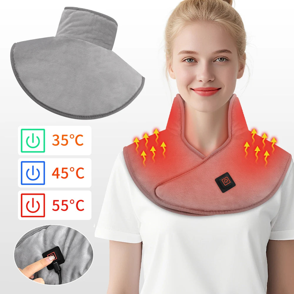 Electric Heated Neck & Shoulder Wrap – 3 Heat Levels, USB Powered
