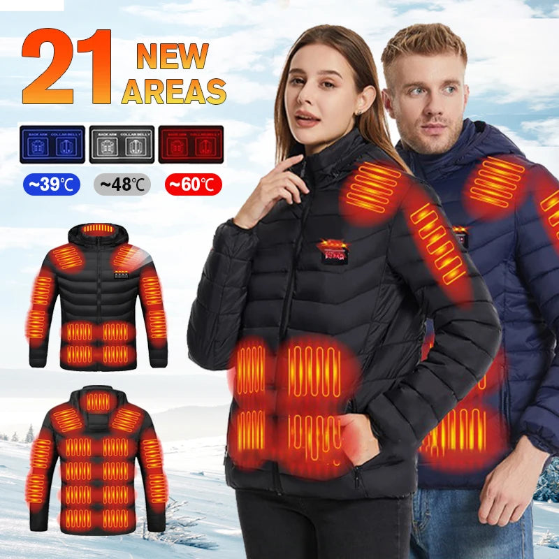USB Heated Jacket – Waterproof Winter Warm Coat with Adjustable Heating