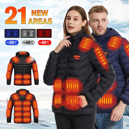 USB Heated Jacket – Waterproof Winter Warm Coat with Adjustable Heating