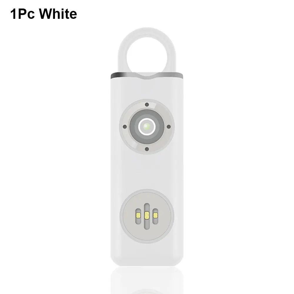 130dB Personal Alarm with LED – Compact Rechargeable Keychain.