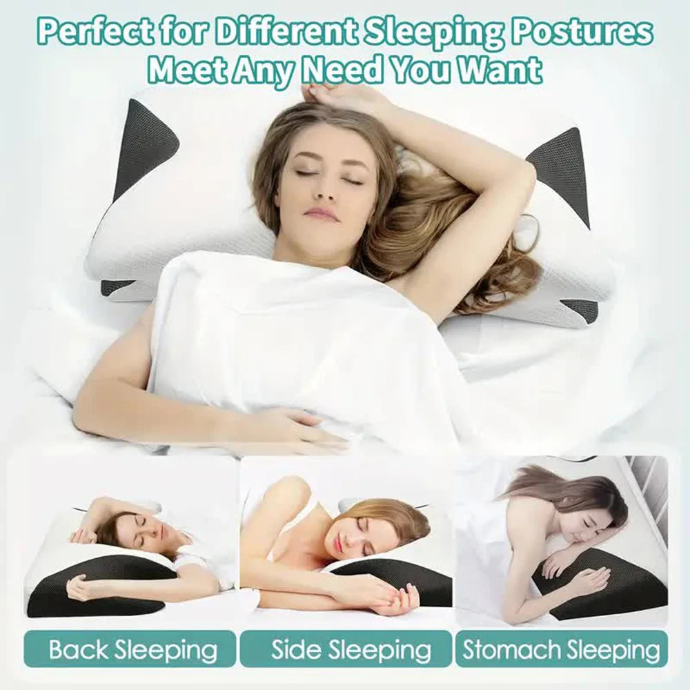 Orthopedic Style Memory Foam Neck Pillow for Better Sleep.