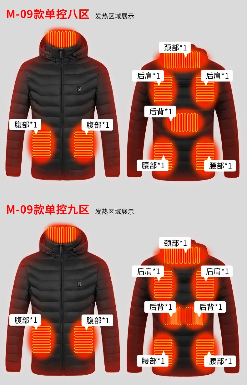 USB Heated Jacket – Waterproof Winter Warm Coat with Adjustable Heating