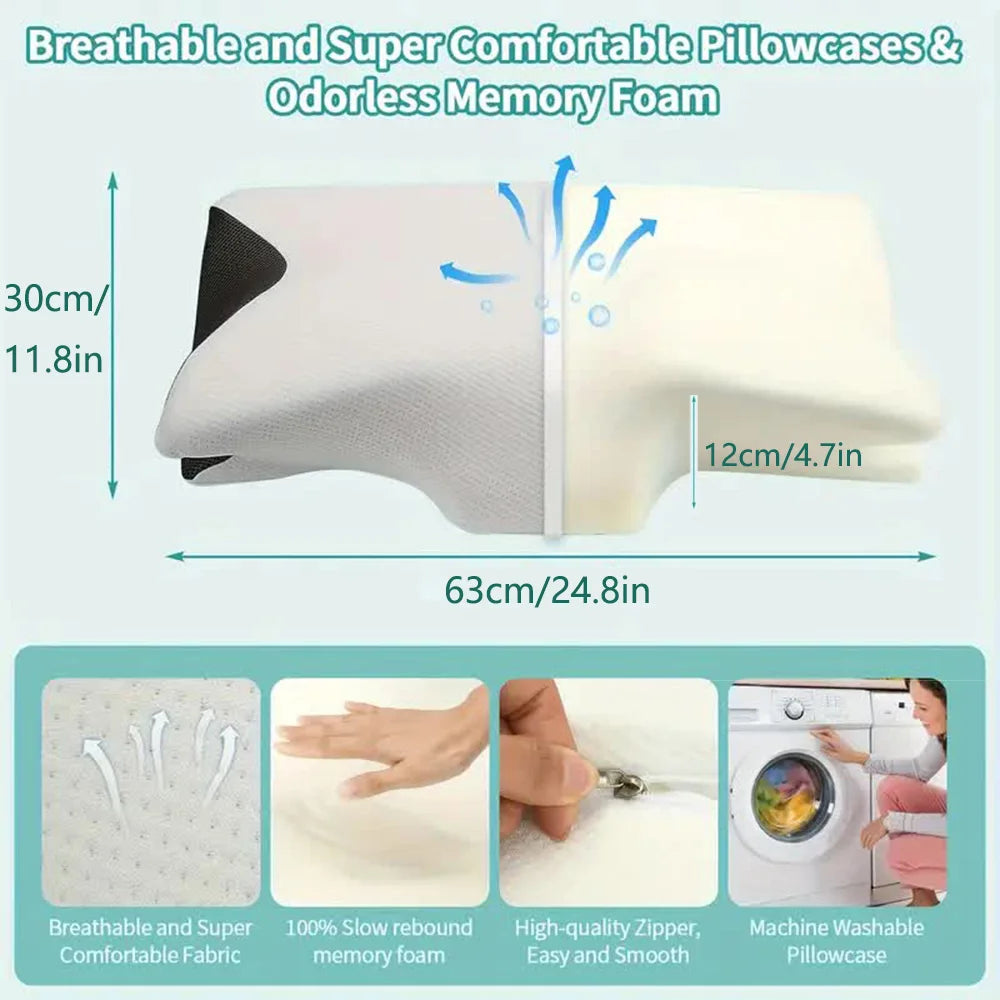 Orthopedic Style Memory Foam Neck Pillow for Better Sleep.