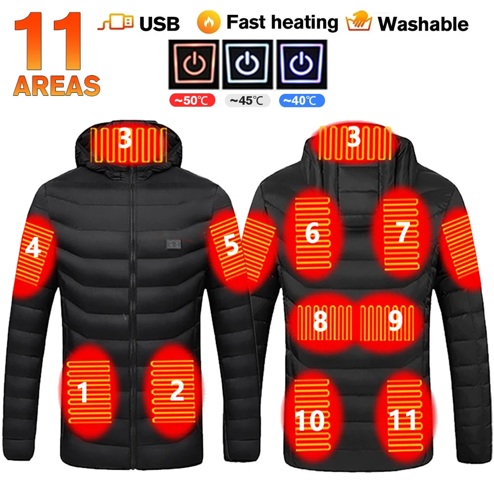 USB Heated Jacket – Waterproof Winter Warm Coat with Adjustable Heating