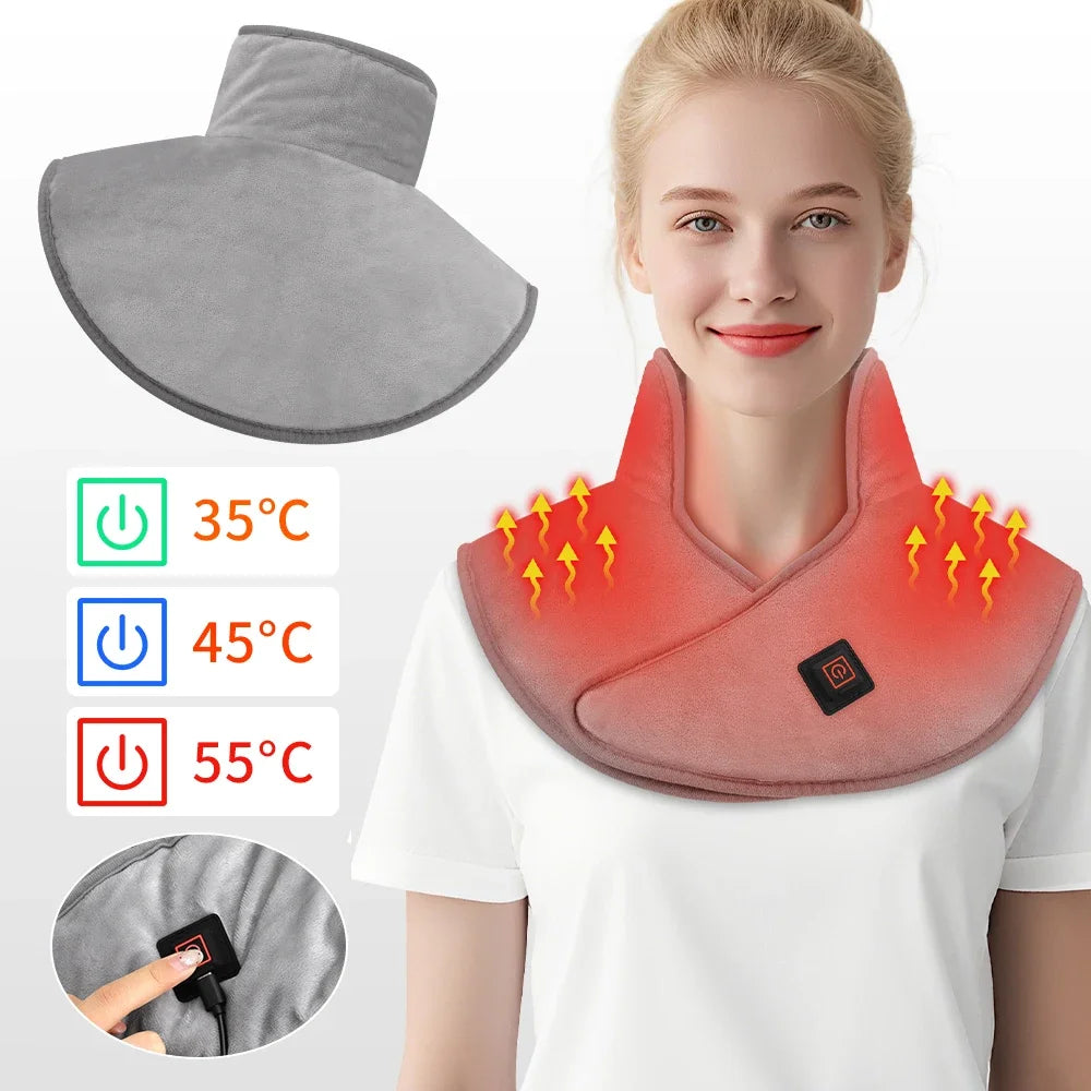 Electric Heated Neck & Shoulder Wrap – 3 Heat Levels, USB Powered