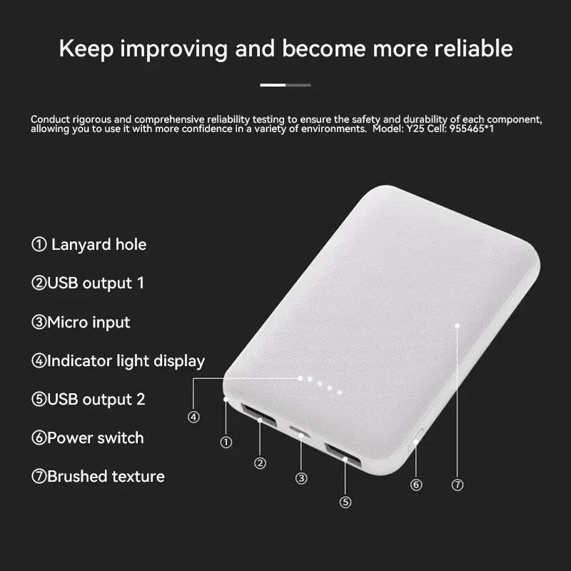 10000mAh USB Power Bank | Fast Charging Portable External Battery for Heated Vest & Devices