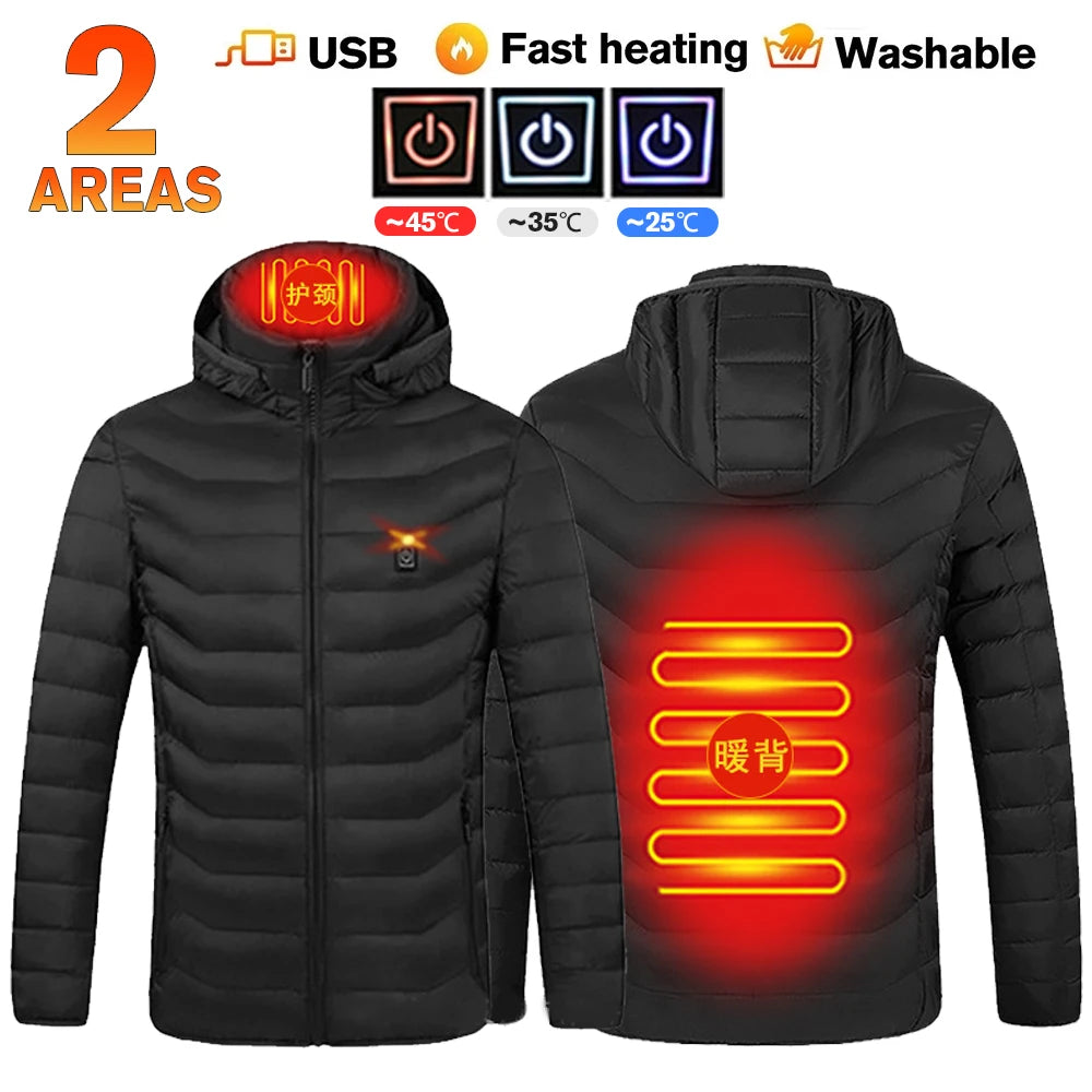 USB Heated Jacket – Waterproof Winter Warm Coat with Adjustable Heating