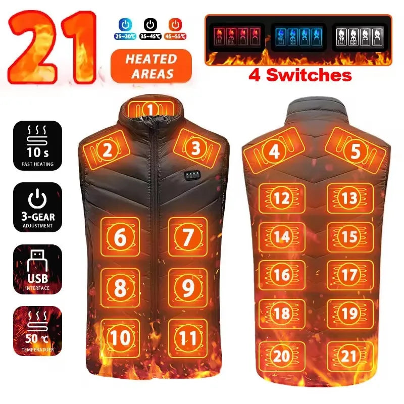 USB Heated Vest - Lightweight Winter Warming Jacket for Outdoor Use.