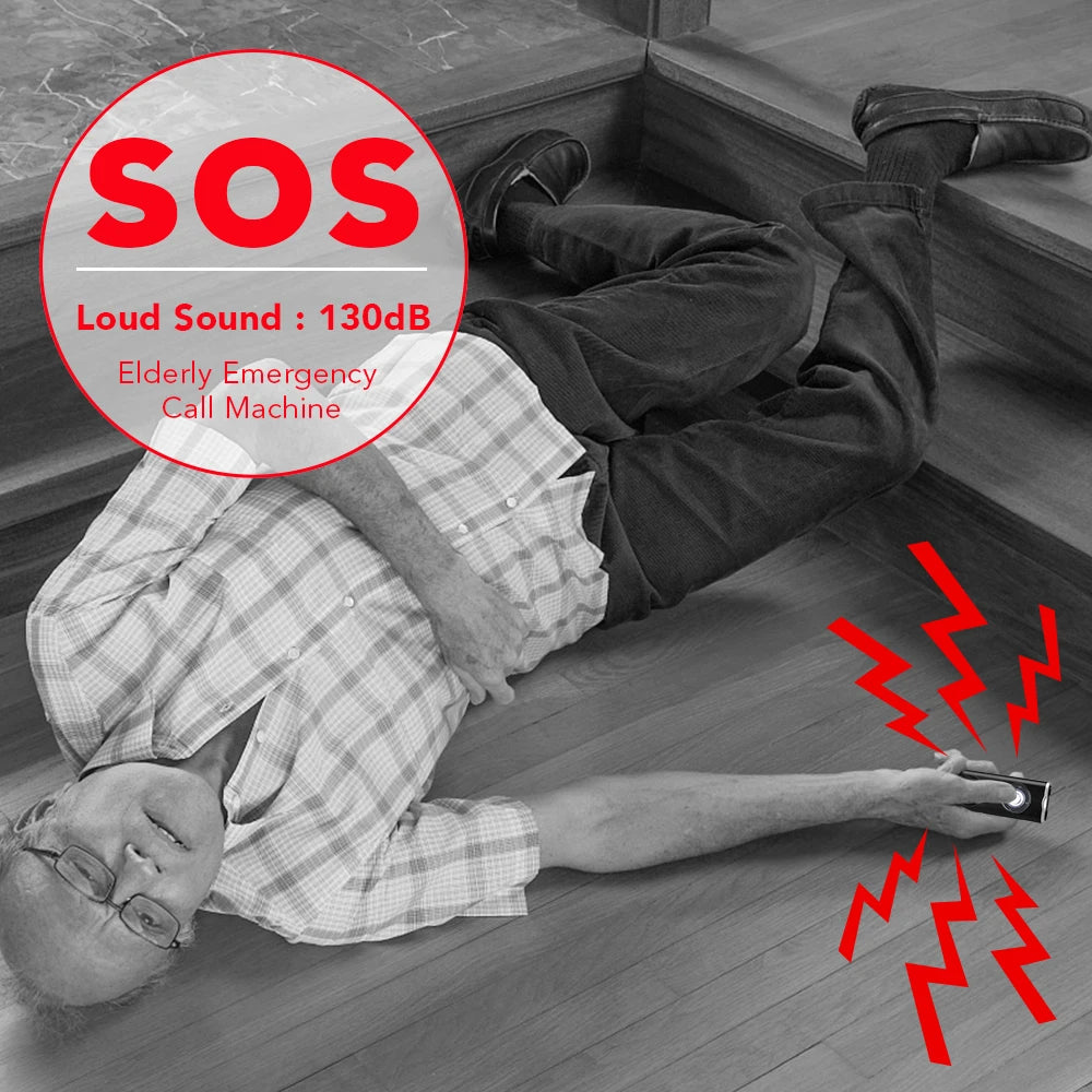 130dB Personal Alarm with LED – Compact Rechargeable Keychain.