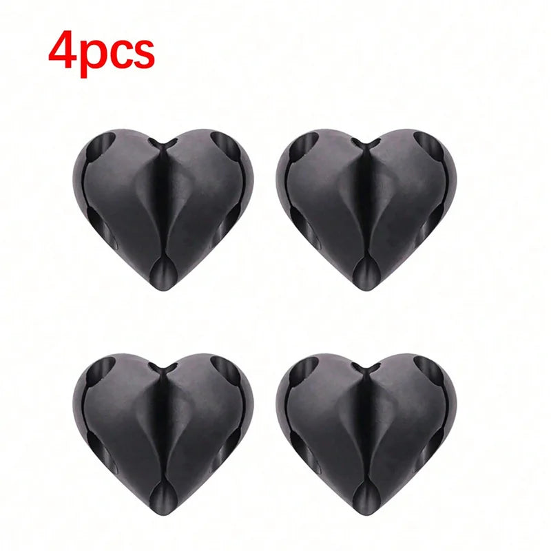 2PCS Heart-Shaped Cable Organizer | Cute Desk & Car Cable Holder | Mini USB Wire Clips.