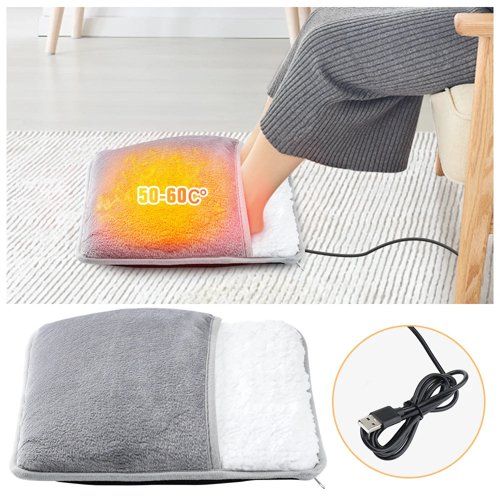 USB Electric Foot Warmer – Soft Plush Heated Foot Pad, Washable, Winter Comfort