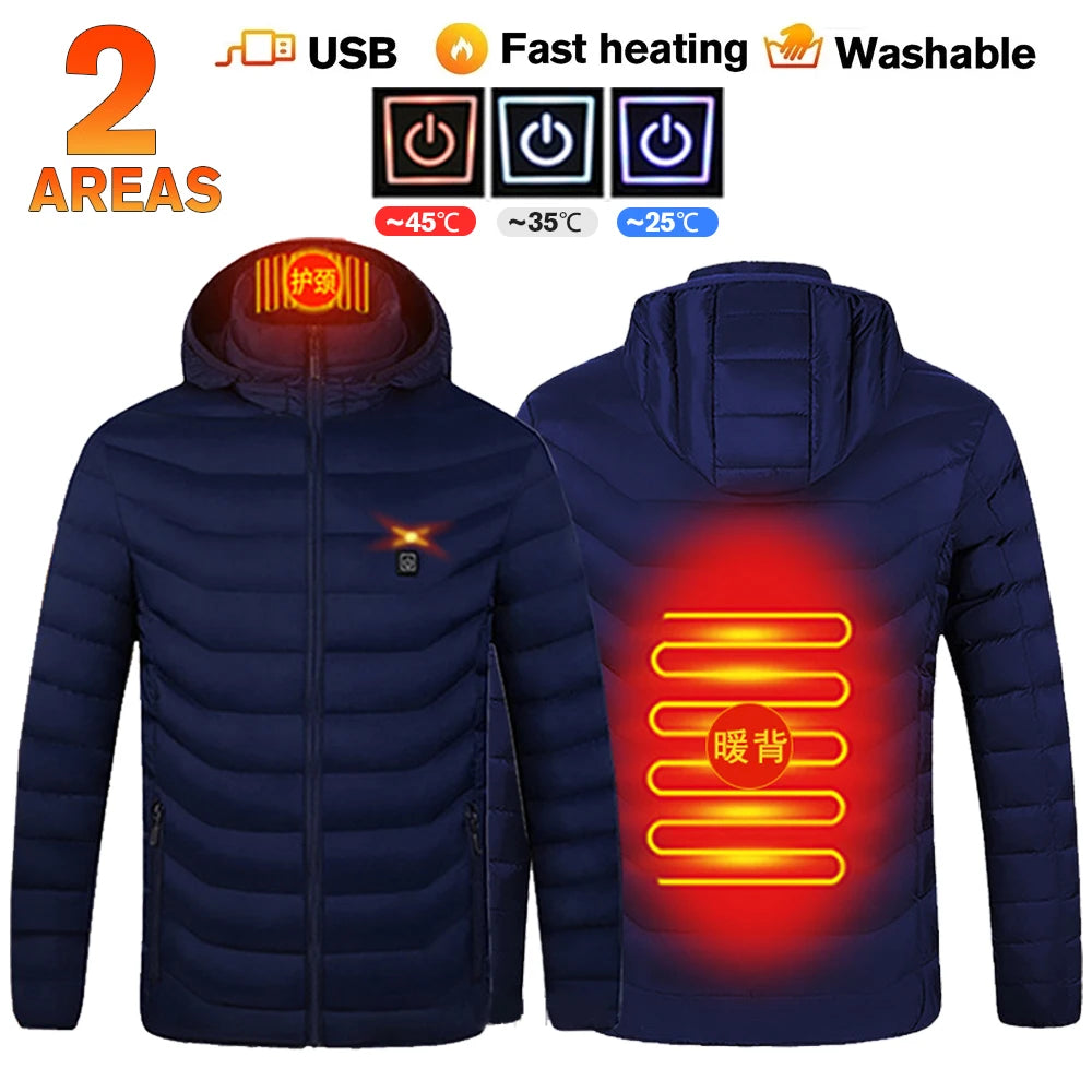 USB Heated Jacket – Waterproof Winter Warm Coat with Adjustable Heating