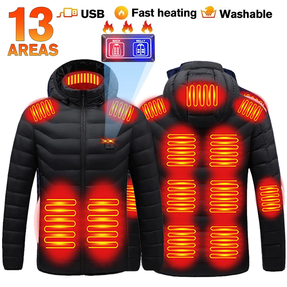 USB Heated Jacket – Waterproof Winter Warm Coat with Adjustable Heating