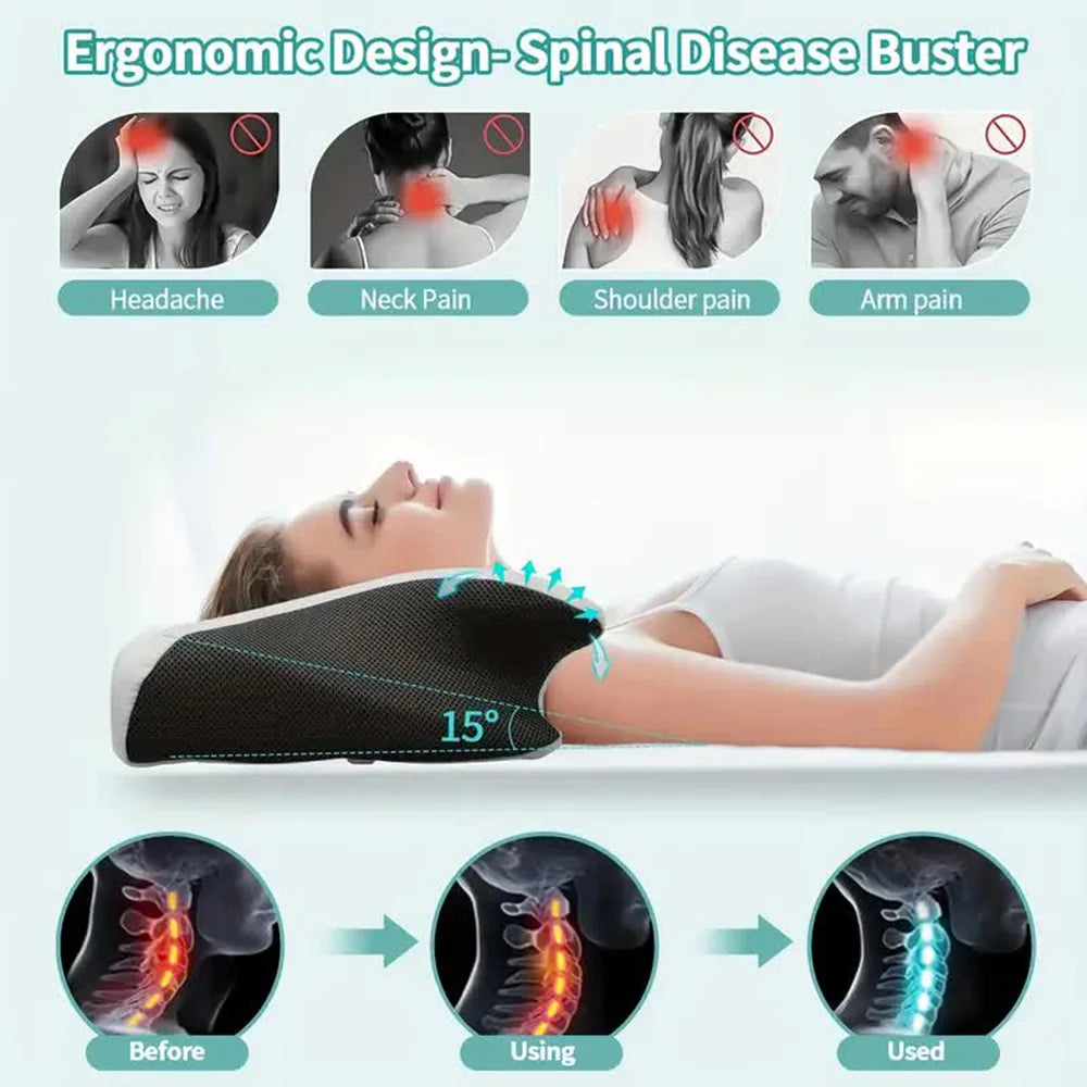 Orthopedic Style Memory Foam Neck Pillow for Better Sleep.