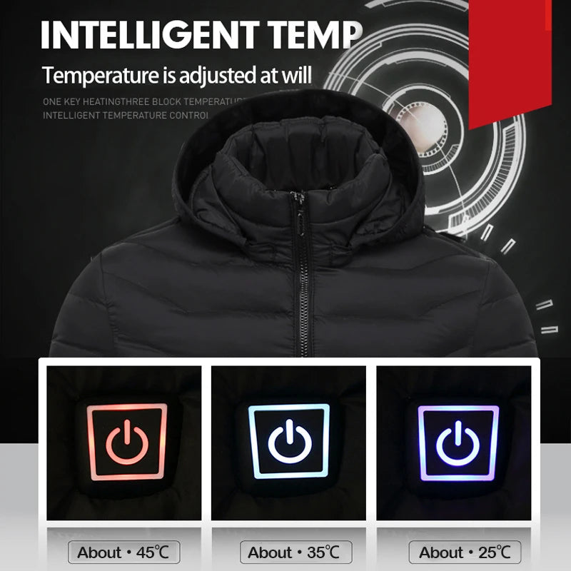 USB Heated Jacket – Waterproof Winter Warm Coat with Adjustable Heating