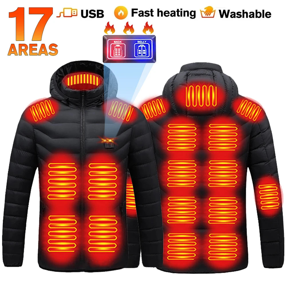 USB Heated Jacket – Waterproof Winter Warm Coat with Adjustable Heating