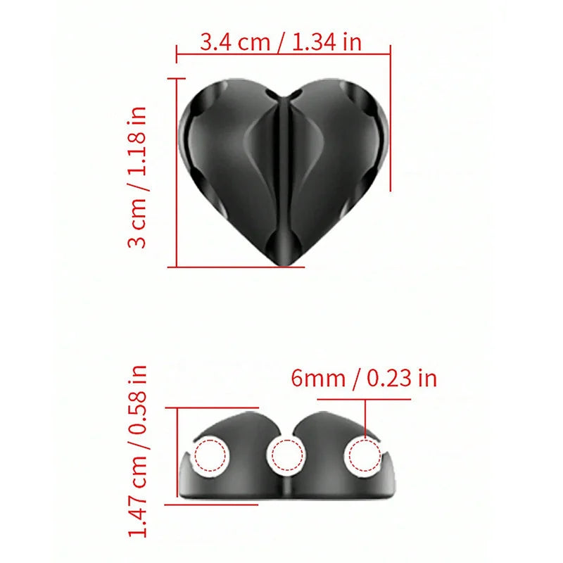 2PCS Heart-Shaped Cable Organizer | Cute Desk & Car Cable Holder | Mini USB Wire Clips.