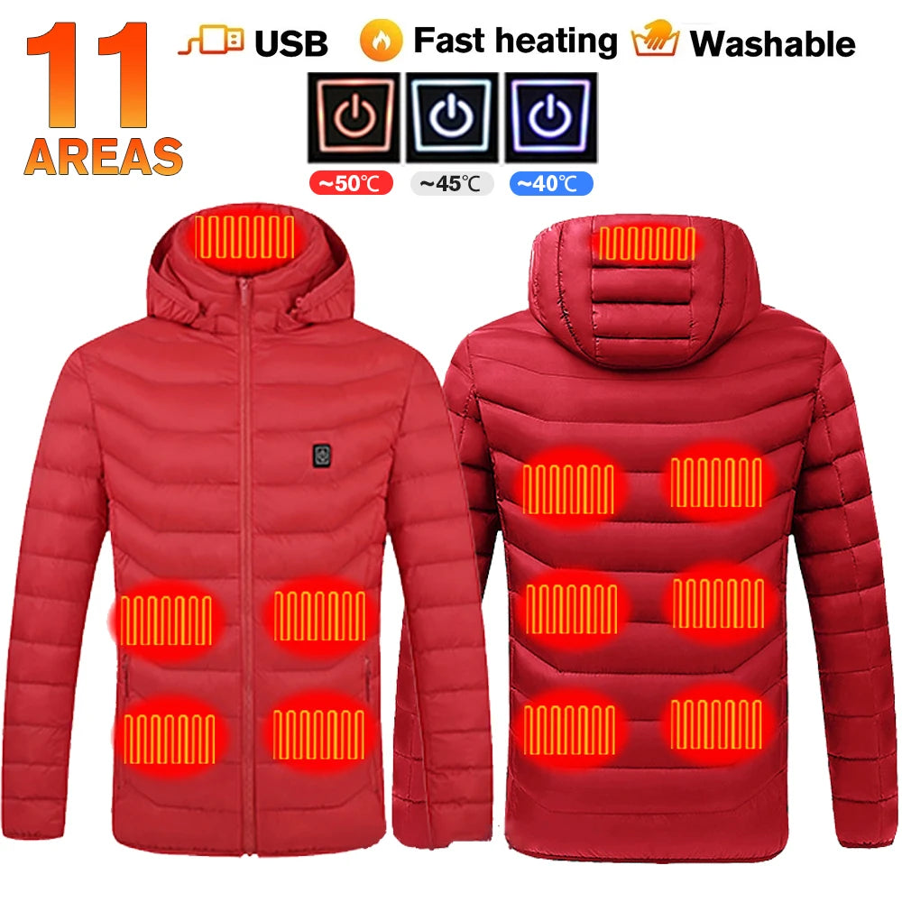 USB Heated Jacket – Waterproof Winter Warm Coat with Adjustable Heating