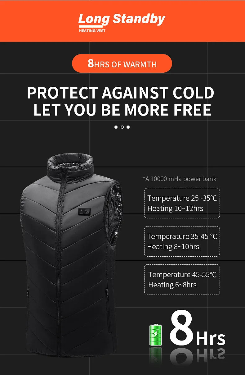 USB Heated Vest - Lightweight Winter Warming Jacket for Outdoor Use.