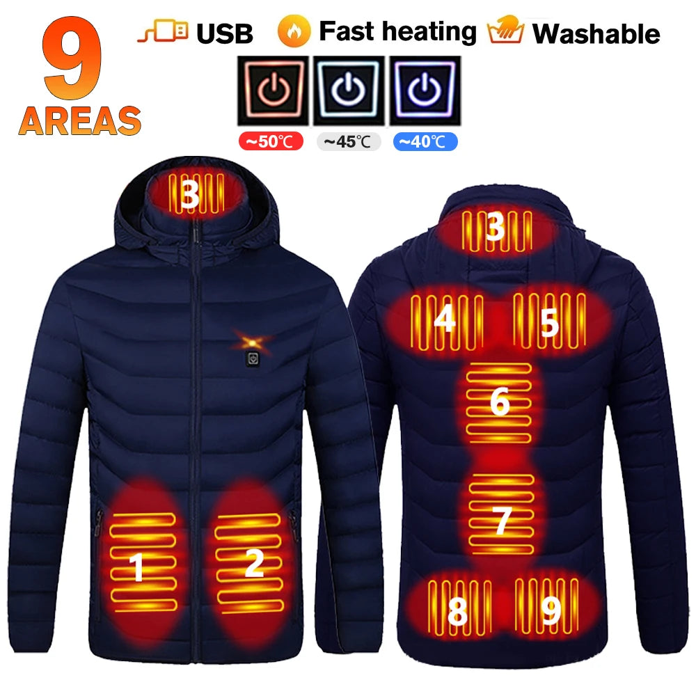 USB Heated Jacket – Waterproof Winter Warm Coat with Adjustable Heating