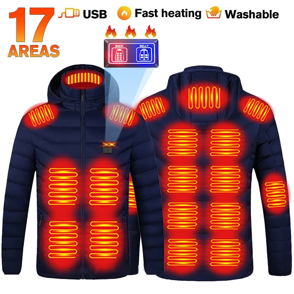 USB Heated Jacket – Waterproof Winter Warm Coat with Adjustable Heating