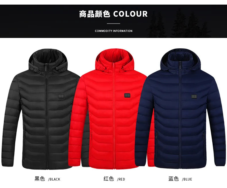 USB Heated Jacket – Waterproof Winter Warm Coat with Adjustable Heating