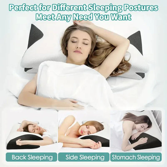 Orthopedic Style Memory Foam Neck Pillow for Better Sleep.