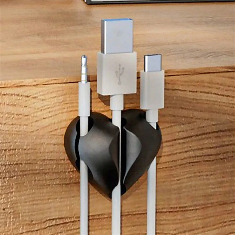 2PCS Heart-Shaped Cable Organizer | Cute Desk & Car Cable Holder | Mini USB Wire Clips.