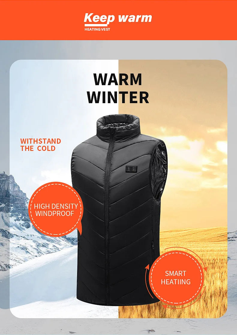 USB Heated Vest - Lightweight Winter Warming Jacket for Outdoor Use.