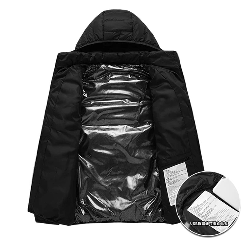 USB Heated Jacket – Waterproof Winter Warm Coat with Adjustable Heating