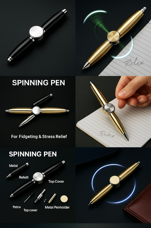 Relieve Stress Spinner Pen Gyroscope Decompression Light Ball Pen Shape Finger Gyro Writing Pen